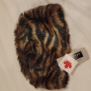 Faux fur tiger stripe beanie